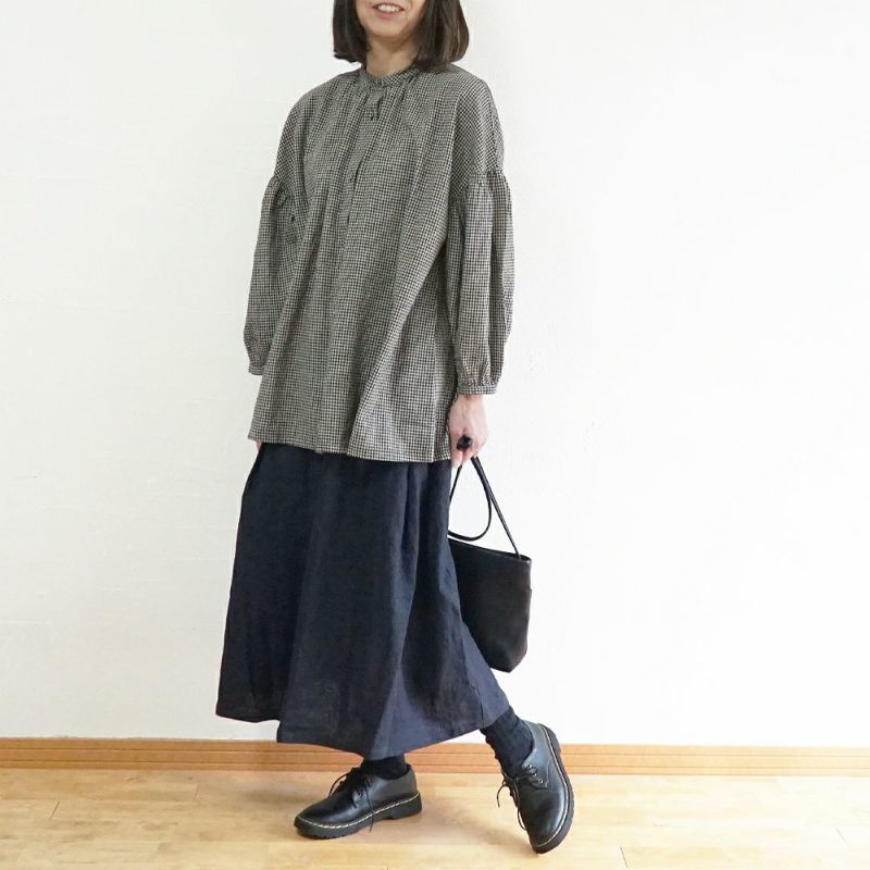 Branch m‘.,ブランチエム,ナチュラル,30代,40代,50代,60代,リネン,ゆったり,スカート,リネンスカート,切り替え,切り替えタック,タックスカート