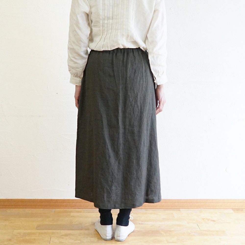 Branch m‘.,ブランチエム,ナチュラル,30代,40代,50代,60代,リネン,ゆったり,スカート,リネンスカート,切り替え,切り替えタック,タックスカート