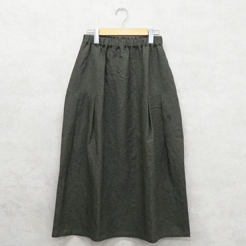 Branch m‘.,ブランチエム,ナチュラル,30代,40代,50代,60代,リネン,ゆったり,スカート,リネンスカート,切り替え,切り替えタック,タックスカート