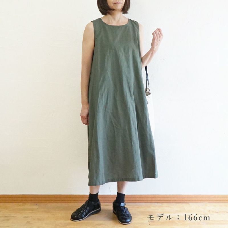 Branch m‘.,ブランチエム,ナチュラル,30代,40代,50代,60代,リネン,ゆったり,コットンリネン,コットン,綿麻,ワンピース ,ノースリーブ,ノースリーブワンピース,リネンワンピース