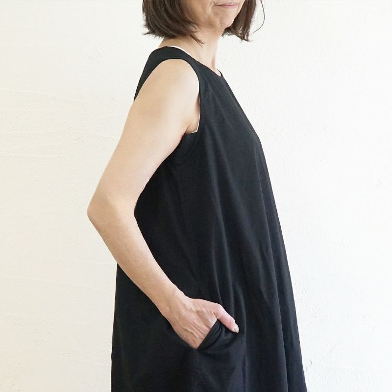 Branch m‘.,ブランチエム,ナチュラル,30代,40代,50代,60代,リネン,ゆったり,コットンリネン,コットン,綿麻,ワンピース ,ノースリーブ,ノースリーブワンピース,リネンワンピース