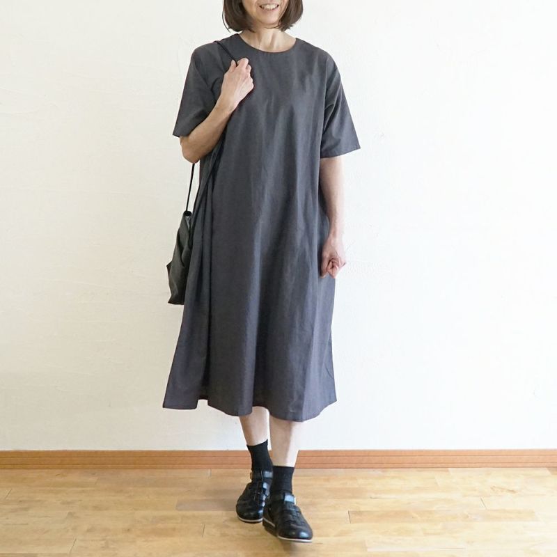 Branch m‘.,ブランチエム,ナチュラル,30代,40代,50代,60代,リネン,ゆったり,コットンリネン,コットン,綿麻,ワンピース ,５分袖,５分袖ワンピース,リネンワンピース,コットンリネンワンピース