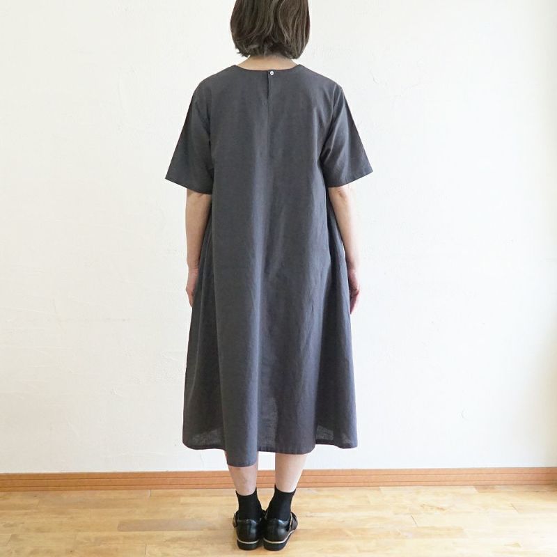 Branch m‘.,ブランチエム,ナチュラル,30代,40代,50代,60代,リネン,ゆったり,コットンリネン,コットン,綿麻,ワンピース ,５分袖,５分袖ワンピース,リネンワンピース,コットンリネンワンピース