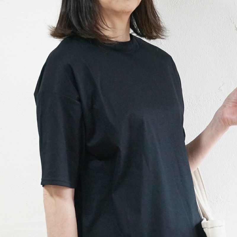 Branch m‘.,ブランチエム,ナチュラル,30代,40代,50代,60代,コットン,ゆったり,綿,半袖,半袖Ｔシャツ,Ｔシャツ,カットソー,ハイネック,モックネック,モックネックTシャツ,５分袖,５分袖Tシャツ