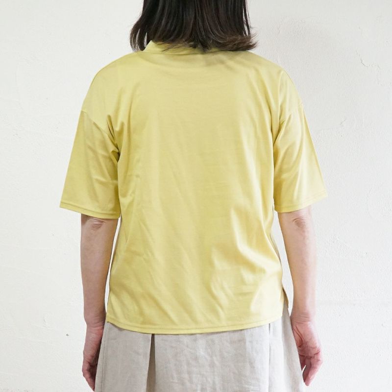 Branch m‘.,ブランチエム,ナチュラル,30代,40代,50代,60代,コットン,ゆったり,綿,半袖,半袖Ｔシャツ,Ｔシャツ,カットソー,ハイネック,モックネック,モックネックTシャツ,５分袖,５分袖Tシャツ