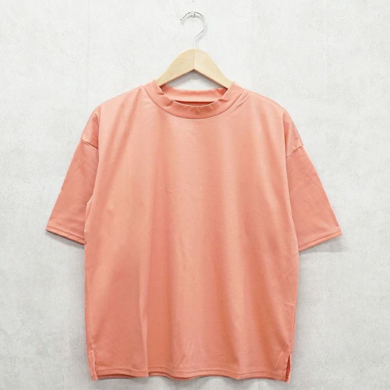 Branch m‘.,ブランチエム,ナチュラル,30代,40代,50代,60代,コットン,ゆったり,綿,半袖,半袖Ｔシャツ,Ｔシャツ,カットソー,ハイネック,モックネック,モックネックTシャツ,５分袖,５分袖Tシャツ