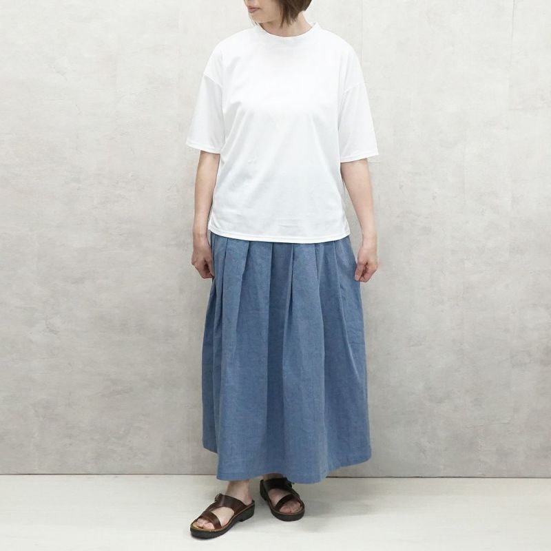 Branch m‘.,ブランチエム,ナチュラル,30代,40代,50代,60代,リネン,ゆったり,ラミーリネン,skirt,タックスカート,スカート,リネンスカート