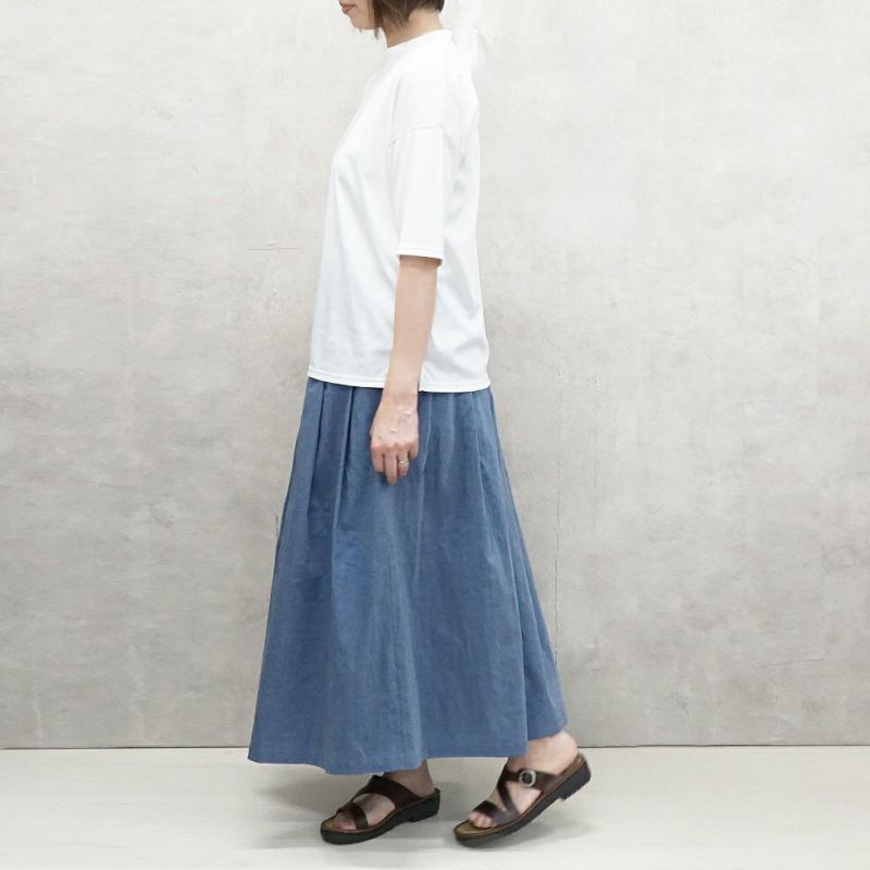 Branch m‘.,ブランチエム,ナチュラル,30代,40代,50代,60代,リネン,ゆったり,ラミーリネン,skirt,タックスカート,スカート,リネンスカート