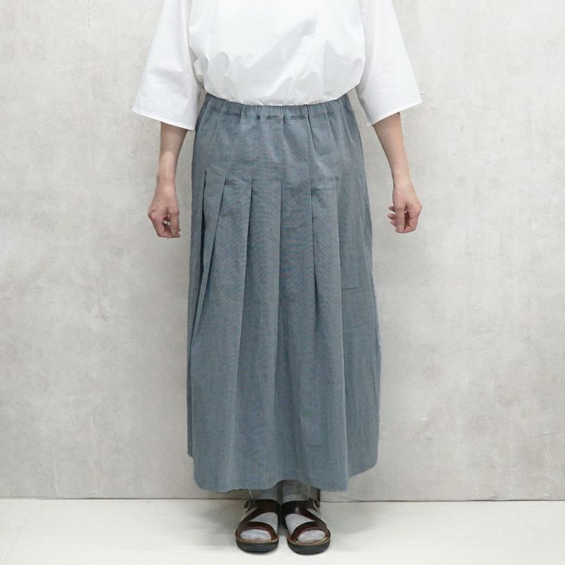 Branch m‘.,ブランチエム,ナチュラル,30代,40代,50代,60代,リネン,ゆったり,ラミーリネン,skirt,タックスカート,スカート,リネンスカート