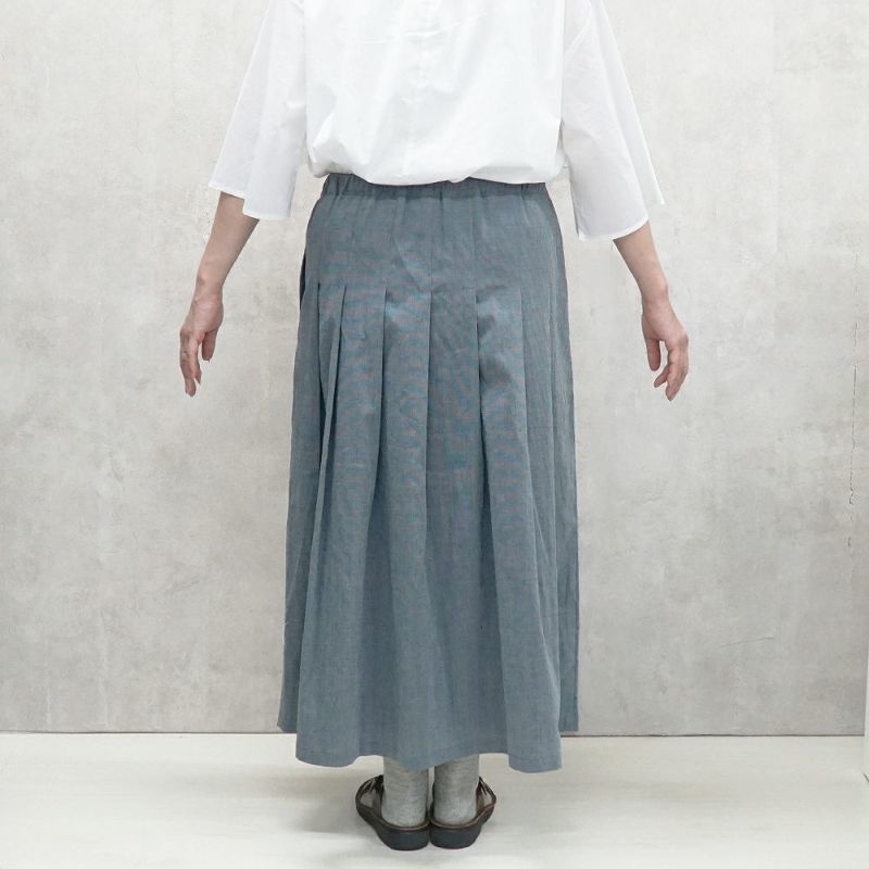 Branch m‘.,ブランチエム,ナチュラル,30代,40代,50代,60代,リネン,ゆったり,ラミーリネン,skirt,タックスカート,スカート,リネンスカート