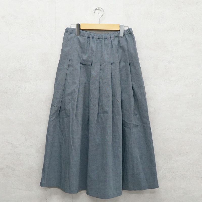 Branch m‘.,ブランチエム,ナチュラル,30代,40代,50代,60代,リネン,ゆったり,ラミーリネン,skirt,タックスカート,スカート,リネンスカート