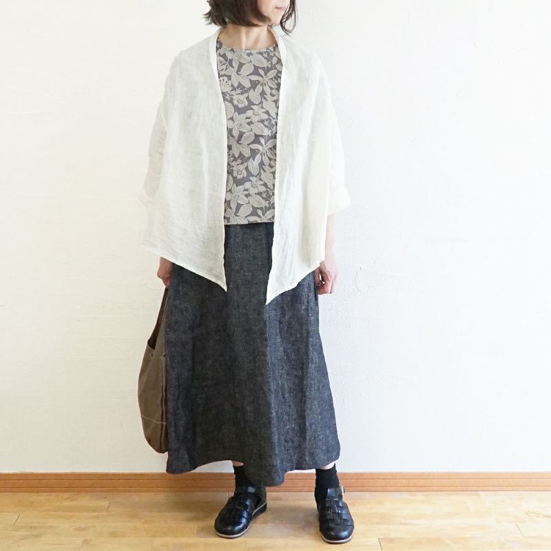 Branch m‘.,ブランチエム,ナチュラル,30代,40代,50代,60代,リネン,ゆったり,デニム,リネンデニム,スカート,リネンスカート ,デニムスカート,タックスカート