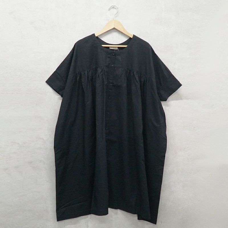 Branch m‘.,ブランチエム,ナチュラル,30代,40代,50代,60代,リネン,ゆったり,コットンリネン,コットン,綿麻,ワンピース,ギャザーワンピース,羽織ワンピース,５分袖,５分袖ワンピース,羽織