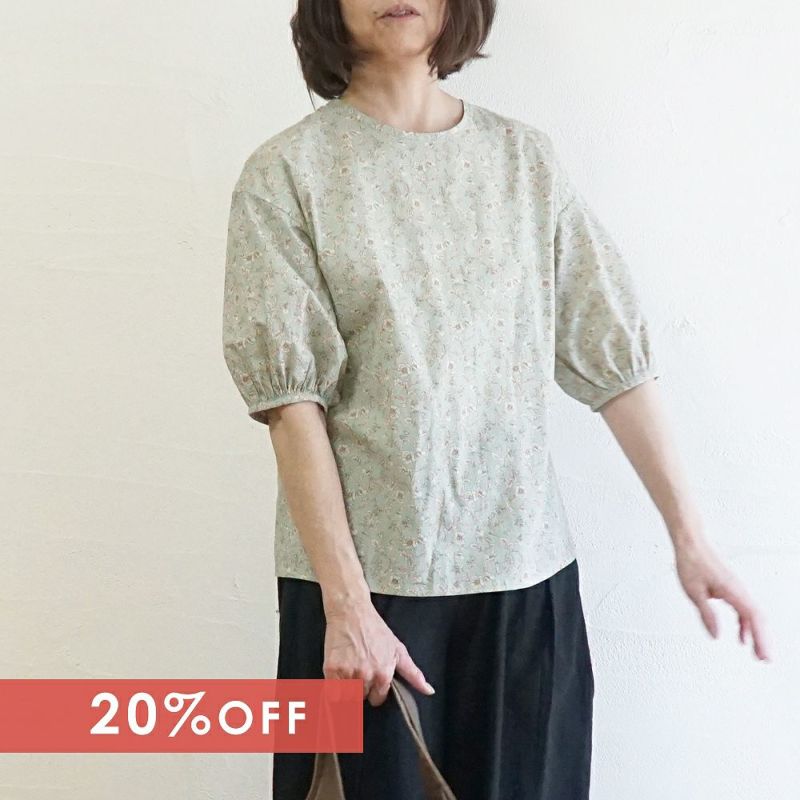 Branch m‘.,ブランチエム,ナチュラル,30代,40代,50代,60代,コットン,ゆったり,綿,blouse,ブラウス,綿ブラウス,コットンブラウス,綿ローン,花柄,花柄ブラウス