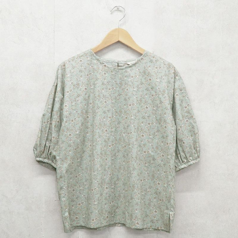 Branch m‘.,ブランチエム,ナチュラル,30代,40代,50代,60代,コットン,ゆったり,綿,blouse,ブラウス,綿ブラウス,コットンブラウス,綿ローン,花柄,花柄ブラウス