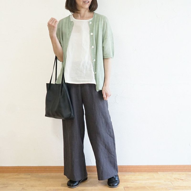 Branch m‘.,ブランチエム,ナチュラル,30代,40代,50代,60代,ゆったり,リネン,knit,ニット,リネンニット,カーディガン,ニットカーディガン,５分袖,５分袖カーディガン,