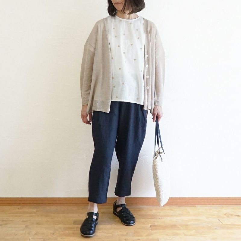 Branch m‘.,ブランチエム,ナチュラル,30代,40代,50代,60代,ゆったり,リネン,knit,ニット,リネンニット,カーディガン,ニットカーディガン,Vネック,Vネックカーディガン