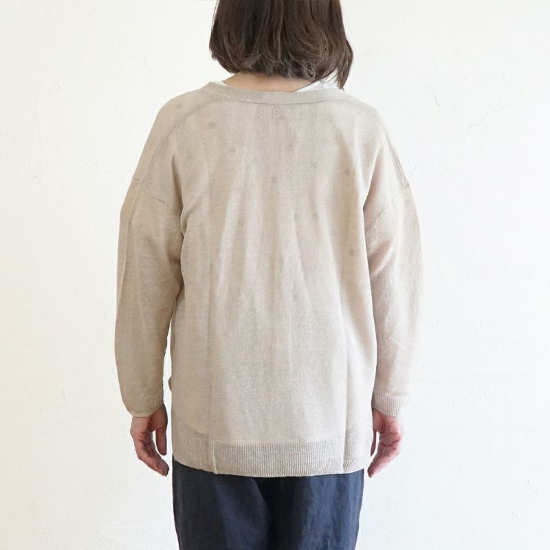 Branch m‘.,ブランチエム,ナチュラル,30代,40代,50代,60代,ゆったり,リネン,knit,ニット,リネンニット,カーディガン,ニットカーディガン,Vネック,Vネックカーディガン