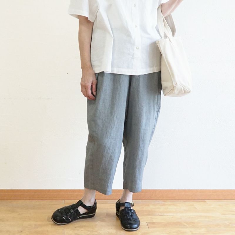 Branch m‘.,ブランチエム,ナチュラル,30代,40代,50代,60代,リネン,ゆったり,パンツ,リネンパンツ,テーパードパンツ,テーパード,タックテーパードパンツ,タックパンツ