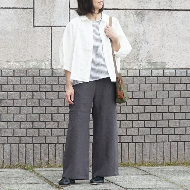 Branch m‘.,ブランチエム,ナチュラル,30代,40代,50代,60代,リネン,ゆったり,パンツ,リネンパンツ,テーパードパンツ,テーパード,タックテーパードパンツ,タックパンツ