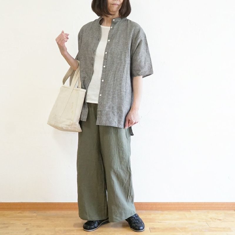 Branch m‘.,ブランチエム,ナチュラル,30代,40代,50代,60代,リネン,ゆったり,パンツ,リネンパンツ,テーパードパンツ,テーパード,タックテーパードパンツ,タックパンツ