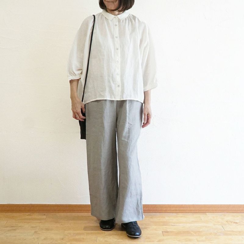 Branch m‘.,ブランチエム,ナチュラル,30代,40代,50代,60代,リネン,ゆったり,パンツ,リネンパンツ,テーパードパンツ,テーパード,タックテーパードパンツ,タックパンツ