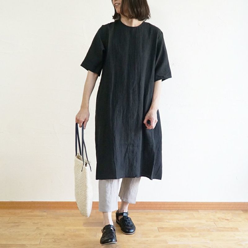 Branch m‘.,ブランチエム,ナチュラル,30代,40代,50代,60代,リネン,ゆったり,ワンピース,リネンワンピース,５分袖ワンピース,ルームウェア,リラックス,リラックスウェア