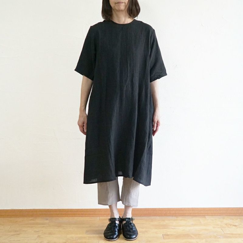 Branch m‘.,ブランチエム,ナチュラル,30代,40代,50代,60代,リネン,ゆったり,ワンピース,リネンワンピース,５分袖ワンピース,ルームウェア,リラックス,リラックスウェア