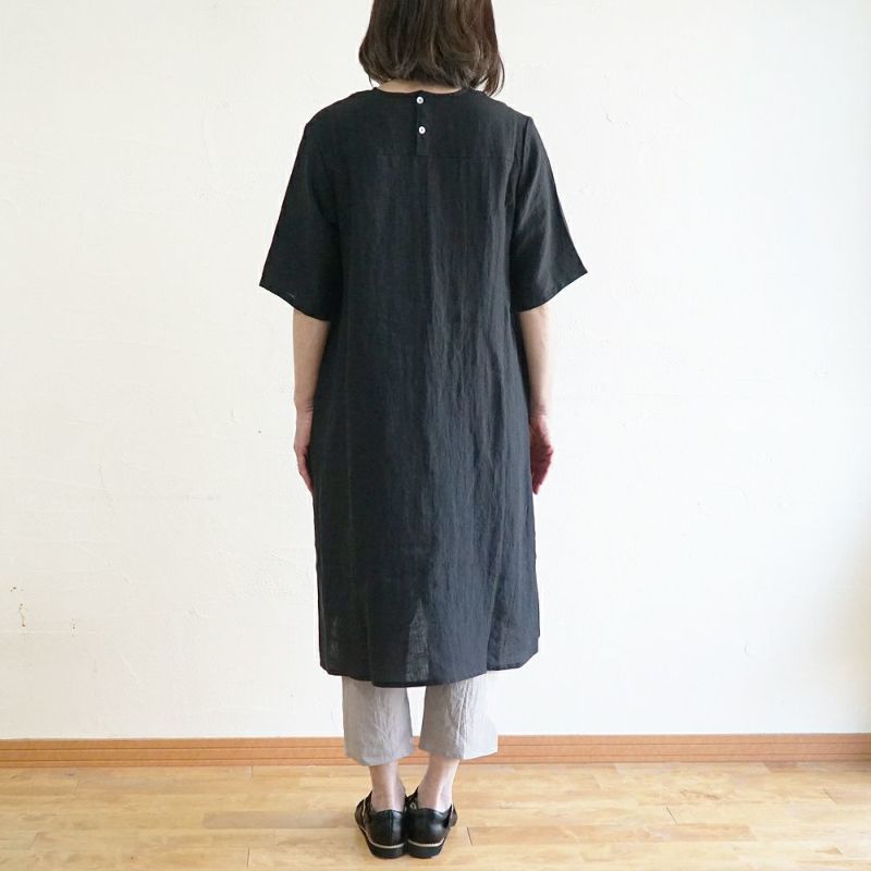 Branch m‘.,ブランチエム,ナチュラル,30代,40代,50代,60代,リネン,ゆったり,ワンピース,リネンワンピース,５分袖ワンピース,ルームウェア,リラックス,リラックスウェア