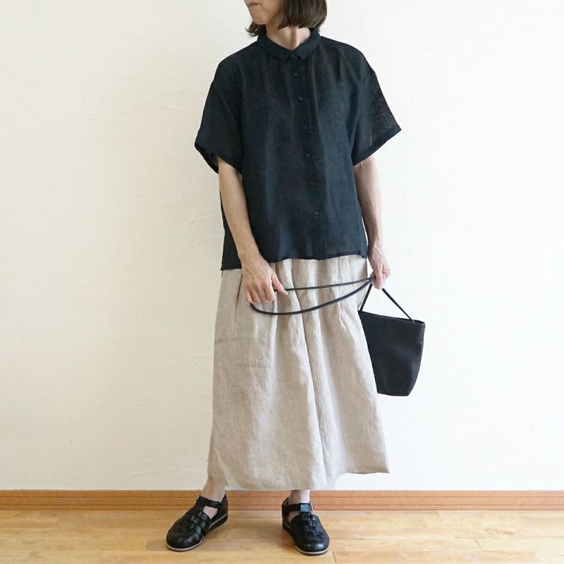 Branch m‘.,ブランチエム,ナチュラル,30代,40代,50代,60代,リネン,ゆったり,リネンコットン,ストレッチ,pants,パンツ,ワイドパンツ,タックワイドパンツ 