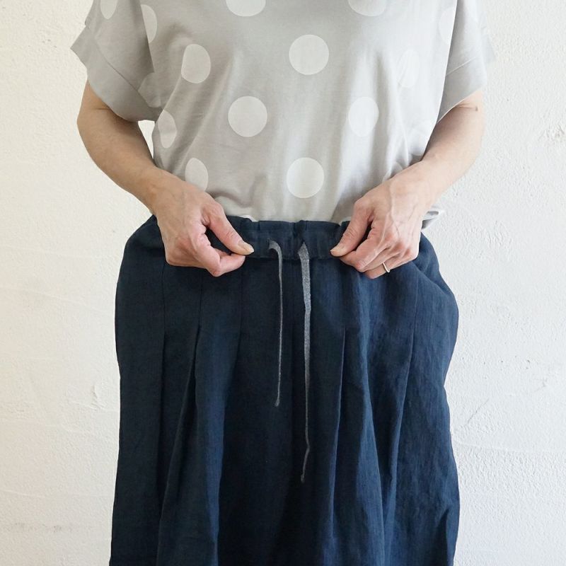 Branch m‘.,ブランチエム,ナチュラル,30代,40代,50代,60代,リネン,ゆったり,リネンコットン,ストレッチ,pants,パンツ,ワイドパンツ,タックワイドパンツ 