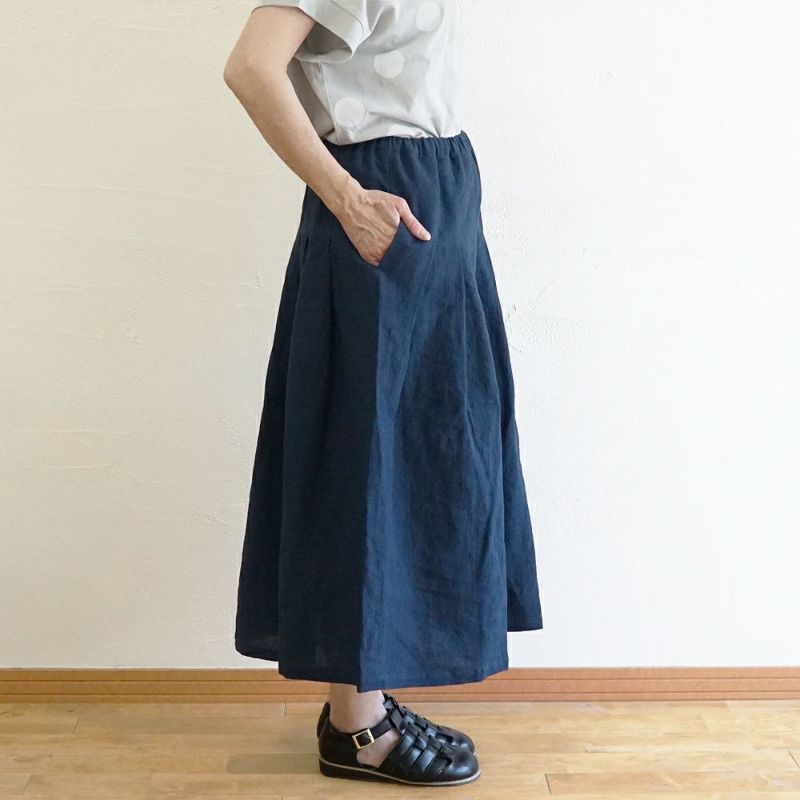 Branch m‘.,ブランチエム,ナチュラル,30代,40代,50代,60代,リネン,ゆったり,リネンコットン,ストレッチ,pants,パンツ,ワイドパンツ,タックワイドパンツ 