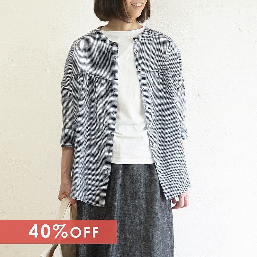 Branch m‘.,ブランチエム,ナチュラル,30代,40代,50代,60代,リネン,ゆったり,ブラウス,リネンブラウス,長袖ブラウス,チュニック,リネンチュニック,チュニックブラウス,ギャザーブラウス