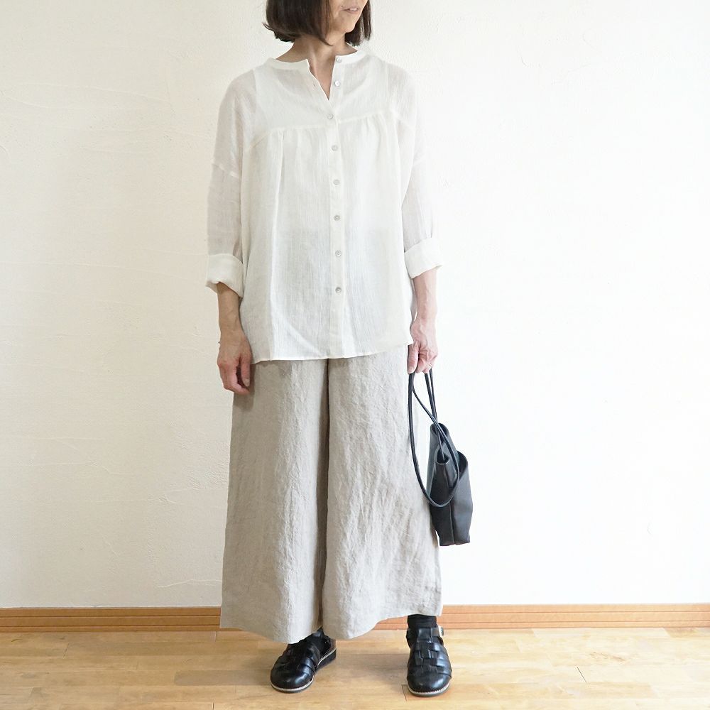 Branch m‘.,ブランチエム,ナチュラル,30代,40代,50代,60代,リネン,ゆったり,ブラウス,リネンブラウス,長袖ブラウス,チュニック,リネンチュニック,チュニックブラウス,ギャザーブラウス