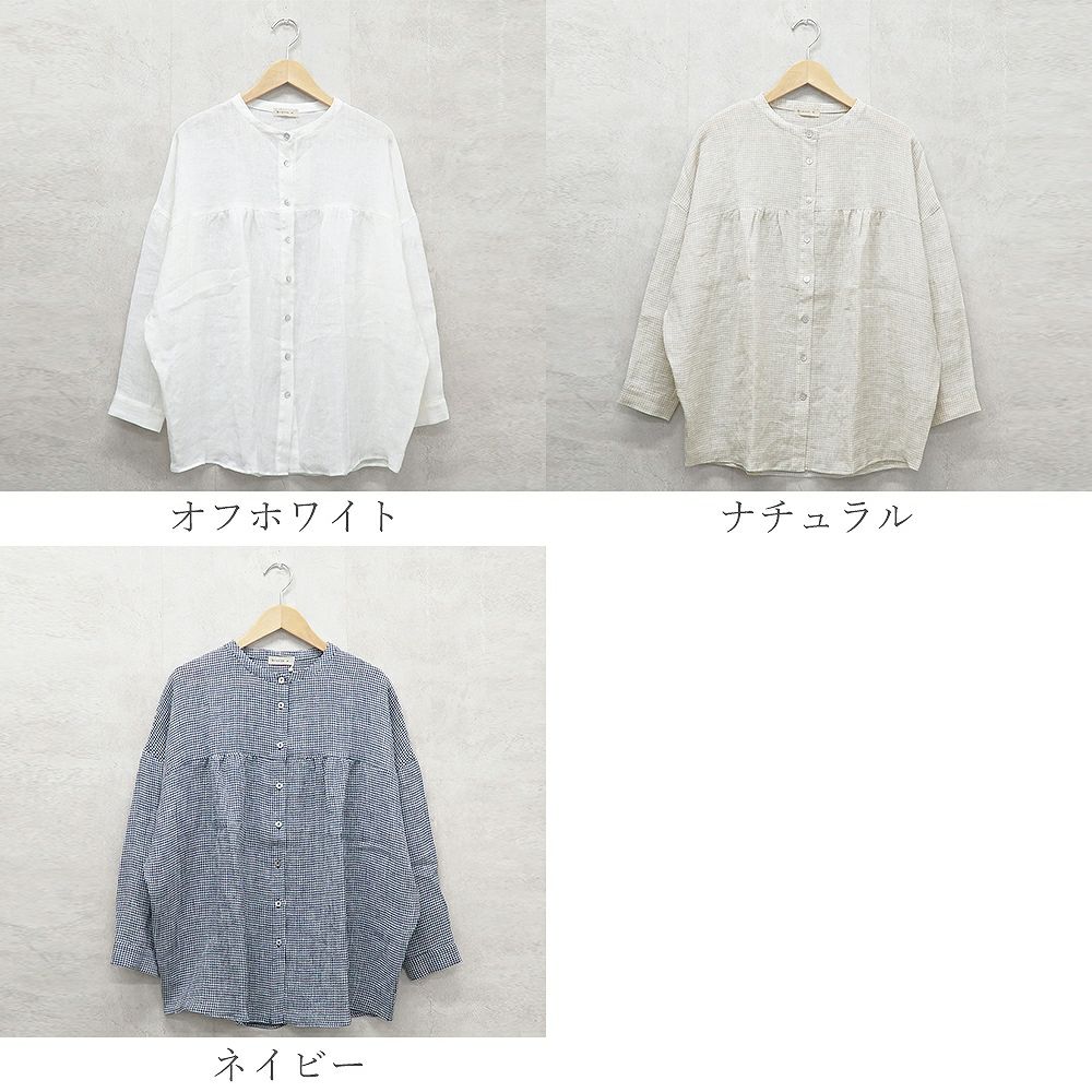 Branch m‘.,ブランチエム,ナチュラル,30代,40代,50代,60代,リネン,ゆったり,ブラウス,リネンブラウス,長袖ブラウス,チュニック,リネンチュニック,チュニックブラウス,ギャザーブラウス