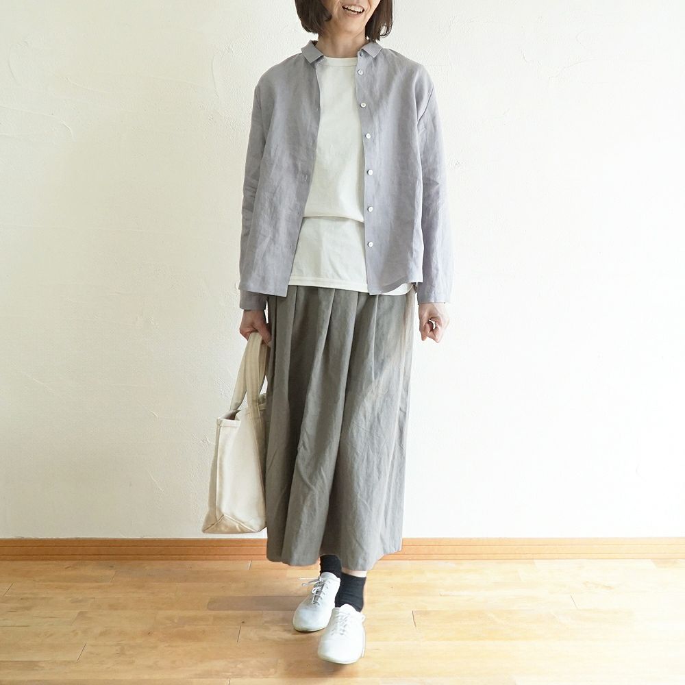 Branch m‘.,ブランチエム,ナチュラル,30代,40代,50代,60代,リネン,ゆったり,スカート,コットンリネン,コットンリネンスカート,タックスカート,キャンバススカート,キャンバス,