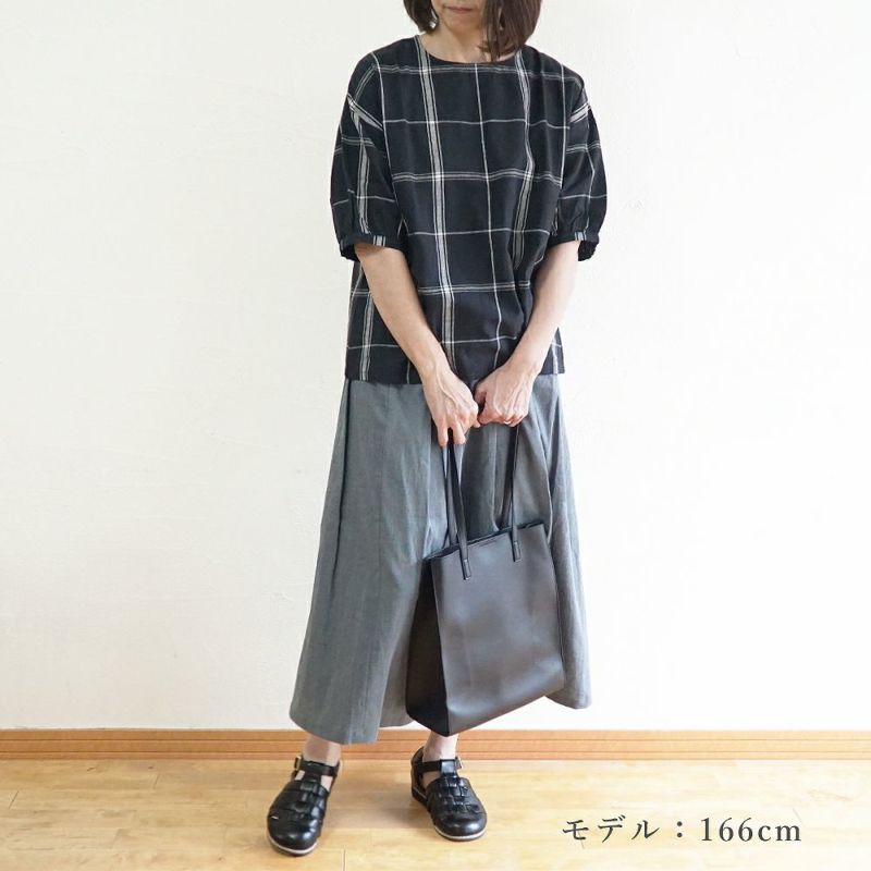 Branch m‘.,ブランチエム,ナチュラル,30代,40代,50代,60代,リネン,ゆったり,コットン,チェック,ブラウス,blouse,プルオーバー,プルオーバーブラウス.チェック柄,チェックブラウス