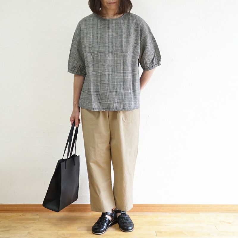 Branch m‘.,ブランチエム,ナチュラル,30代,40代,50代,60代,リネン,ゆったり,コットン,チェック,ブラウス,blouse,プルオーバー,プルオーバーブラウス.チェック柄,チェックブラウス