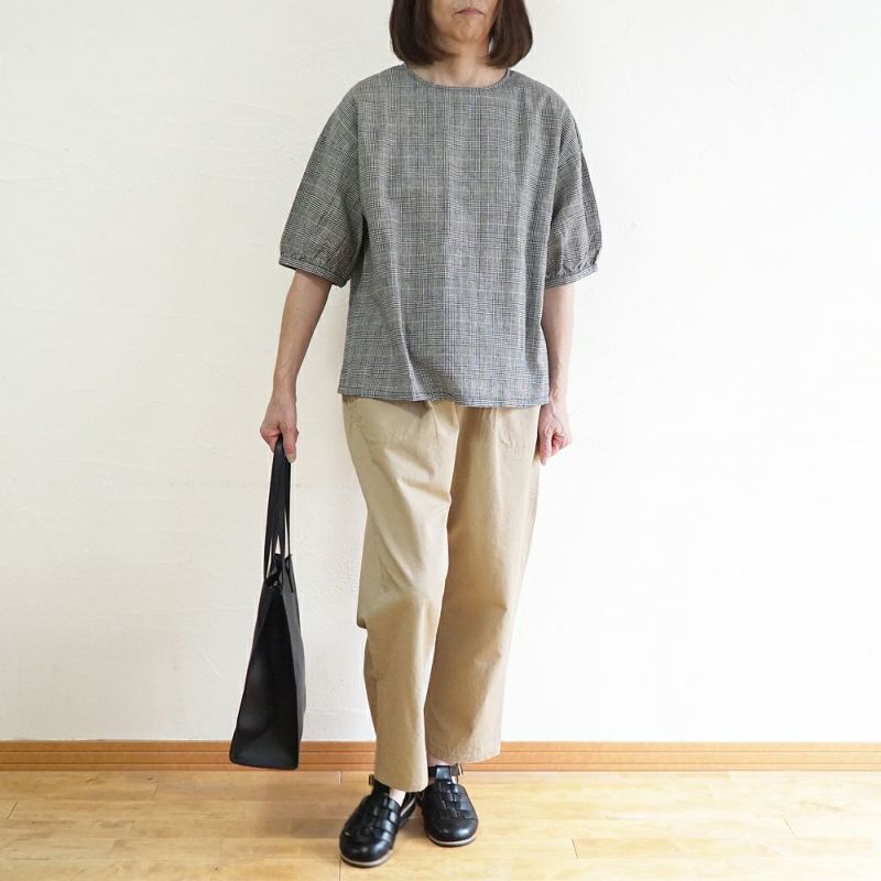Branch m‘.,ブランチエム,ナチュラル,30代,40代,50代,60代,リネン,ゆったり,コットン,チェック,ブラウス,blouse,プルオーバー,プルオーバーブラウス.チェック柄,チェックブラウス