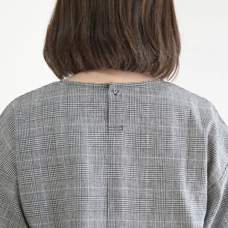 Branch m‘.,ブランチエム,ナチュラル,30代,40代,50代,60代,リネン,ゆったり,コットン,チェック,ブラウス,blouse,プルオーバー,プルオーバーブラウス.チェック柄,チェックブラウス