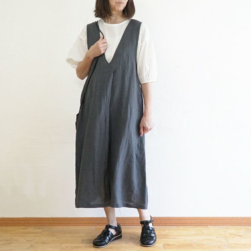 Branch m‘.,ブランチエム,ナチュラル,30代,40代,50代,60代,リネン,ゆったり,ワンピース,リネンワンピース,ノースリーブ,ノースリーブワンピース,