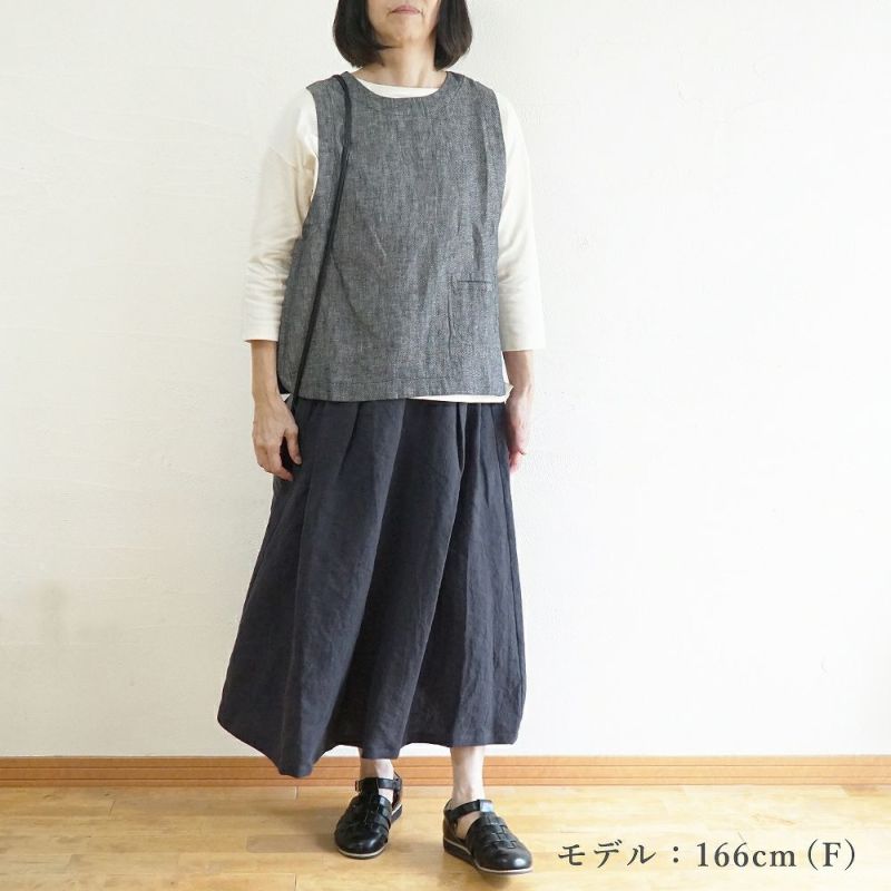 Branch m‘.,ブランチエム,ナチュラル,30代,40代,50代,60代,リネン,ゆったり,skirt,スカート,リネンスカート,タックスカート