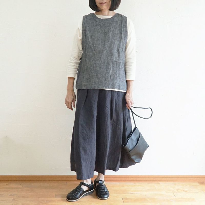 Branch m‘.,ブランチエム,ナチュラル,30代,40代,50代,60代,リネン,ゆったり,skirt,スカート,リネンスカート,タックスカート