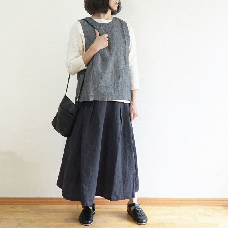 Branch m‘.,ブランチエム,ナチュラル,30代,40代,50代,60代,リネン,ゆったり,skirt,スカート,リネンスカート,タックスカート