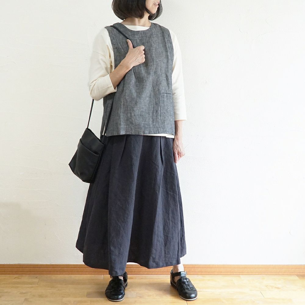 Branch m‘.,ブランチエム,ナチュラル,30代,40代,50代,60代,リネン,ゆったり,skirt,スカート,リネンスカート,タックスカート