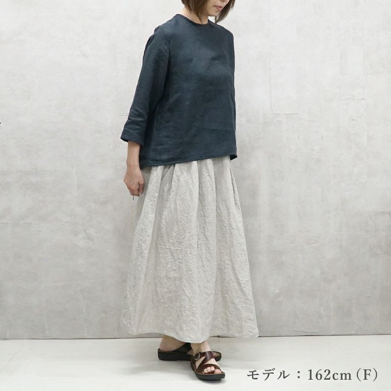 Branch m‘.,ブランチエム,ナチュラル,30代,40代,50代,60代,リネン,ゆったり,skirt,スカート,リネンスカート,タックスカート