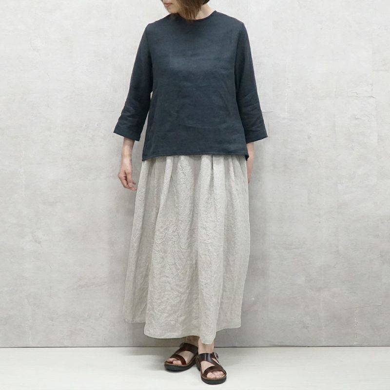 Branch m‘.,ブランチエム,ナチュラル,30代,40代,50代,60代,リネン,ゆったり,skirt,スカート,リネンスカート,タックスカート