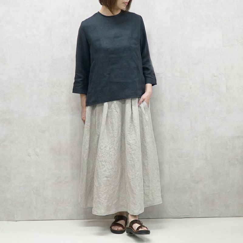 Branch m‘.,ブランチエム,ナチュラル,30代,40代,50代,60代,リネン,ゆったり,skirt,スカート,リネンスカート,タックスカート