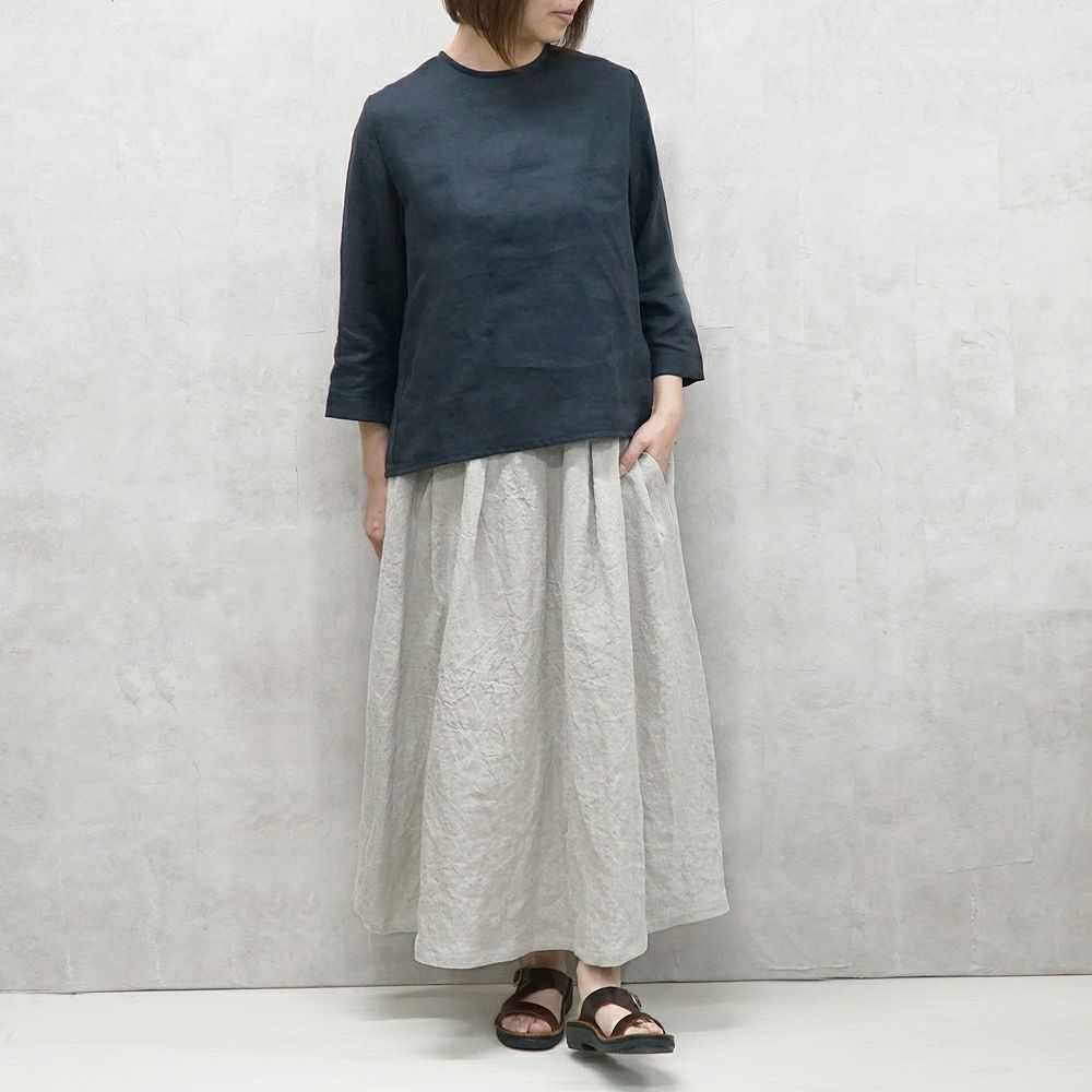 Branch m‘.,ブランチエム,ナチュラル,30代,40代,50代,60代,リネン,ゆったり,skirt,スカート,リネンスカート,タックスカート