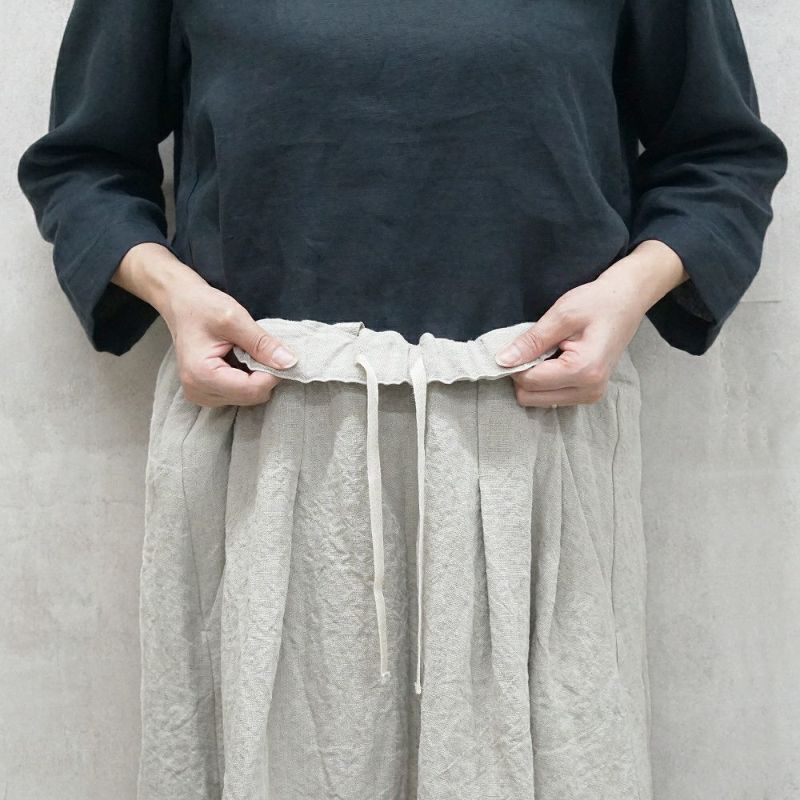 Branch m‘.,ブランチエム,ナチュラル,30代,40代,50代,60代,リネン,ゆったり,skirt,スカート,リネンスカート,タックスカート